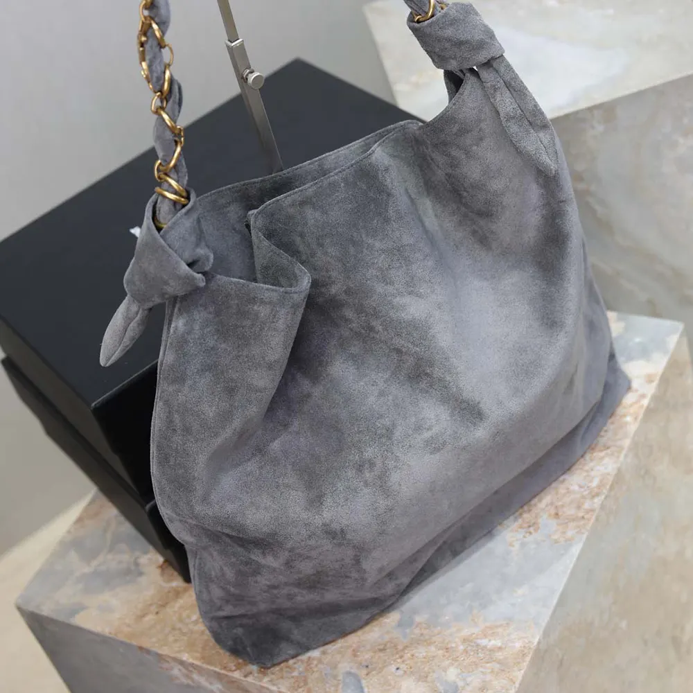 Saint Laurent YSL Women Amalia In Suede-Gray - image 6