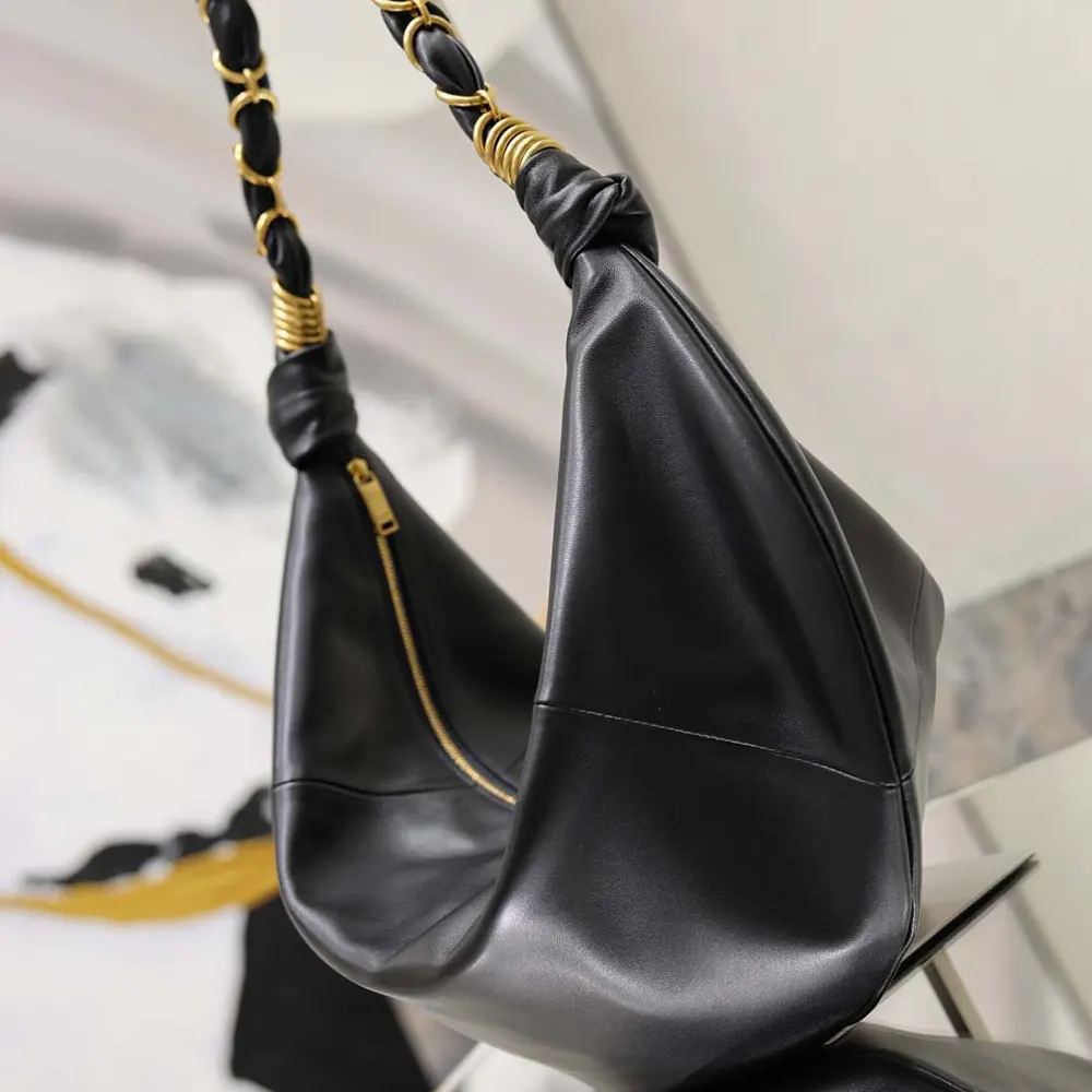Saint Laurent YSL Women Amalia Small Hobo In Lambskin-Black - image 5