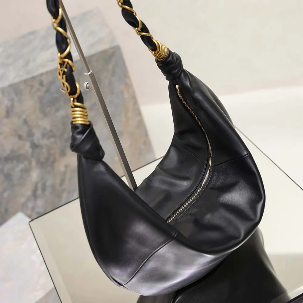 Saint Laurent YSL Women Amalia Small Hobo In Lambskin-Black - image 6