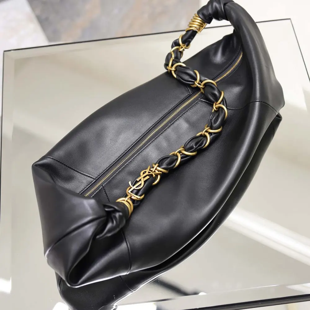 Saint Laurent YSL Women Amalia Small Hobo In Lambskin-Black - image 7