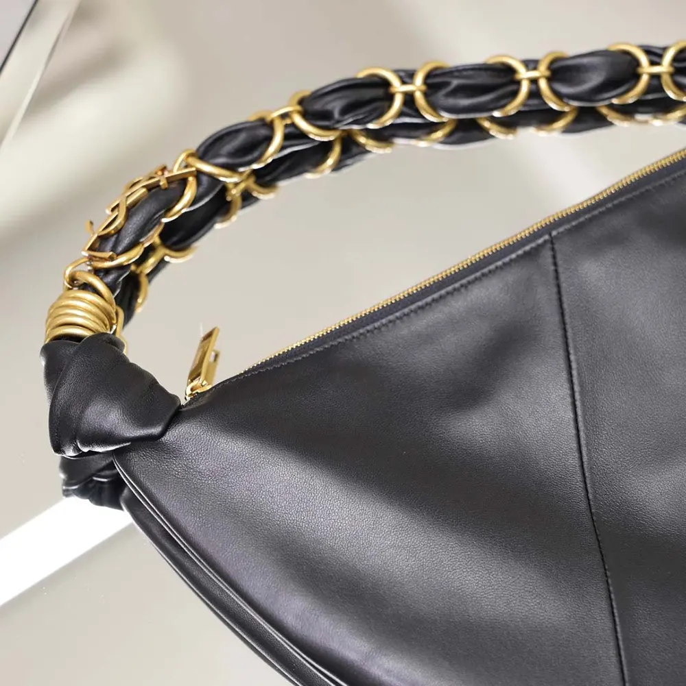 Saint Laurent YSL Women Amalia Small Hobo In Lambskin-Black - image 9