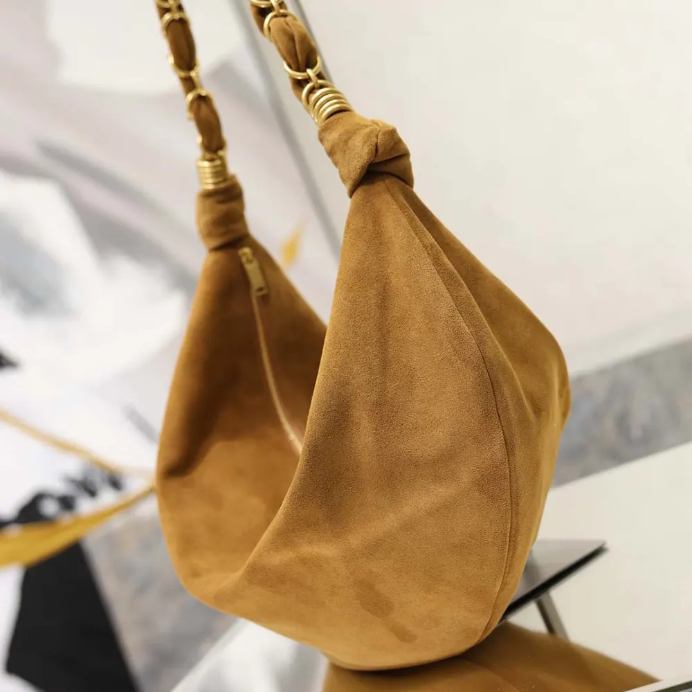 Saint Laurent YSL Women Amalia Small Hobo In Lambskin-Brown - image 5