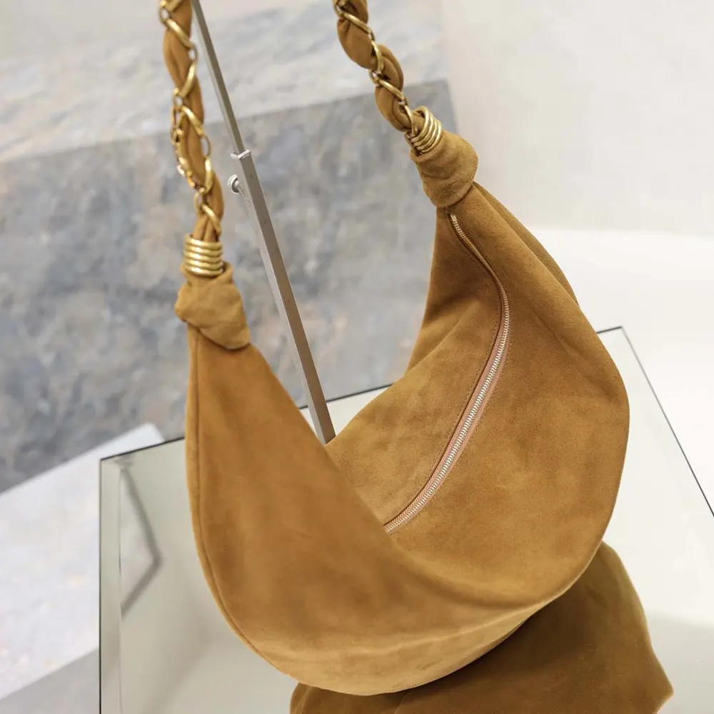 Saint Laurent YSL Women Amalia Small Hobo In Lambskin-Brown - image 4