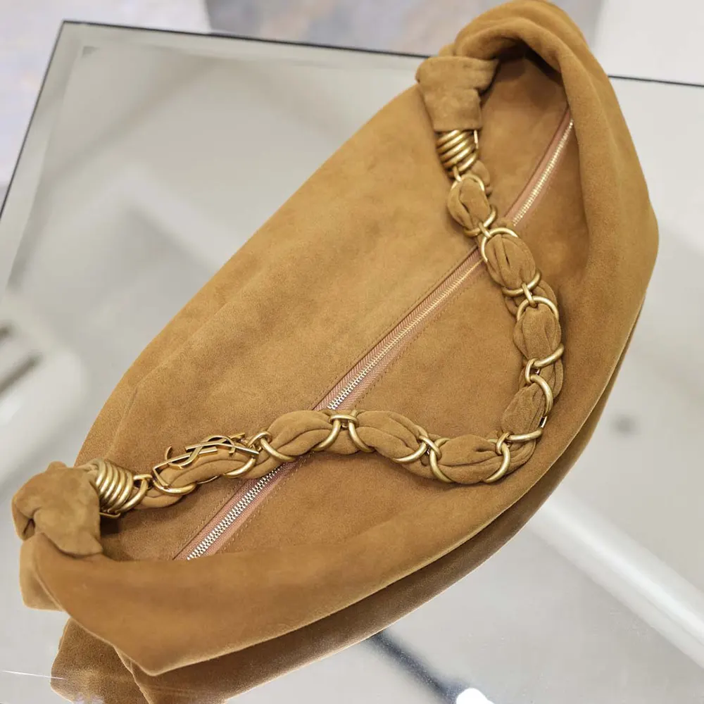Saint Laurent YSL Women Amalia Small Hobo In Lambskin-Brown - image 7