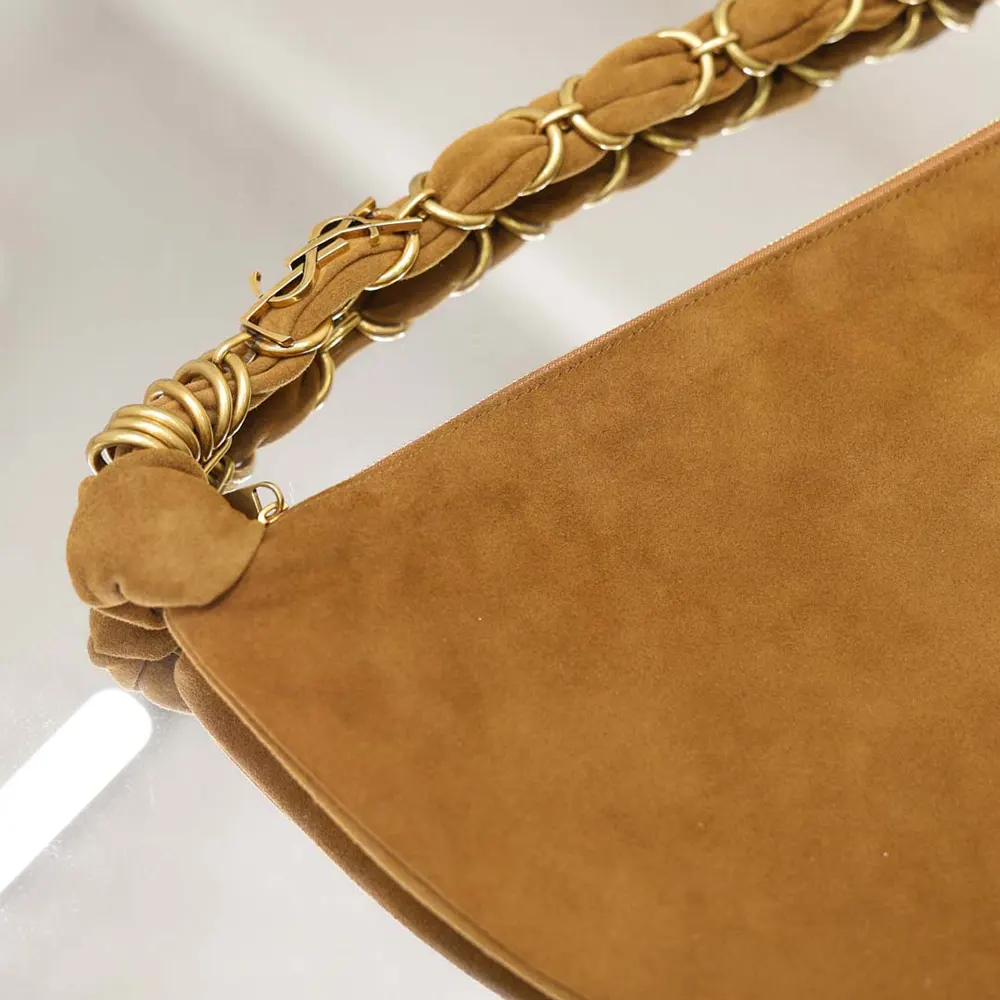 Saint Laurent YSL Women Amalia Small Hobo In Lambskin-Brown - image 9