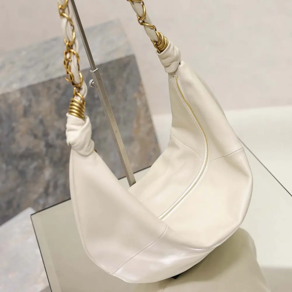 Saint Laurent YSL Women Amalia Small Hobo In Lambskin-White - image 4