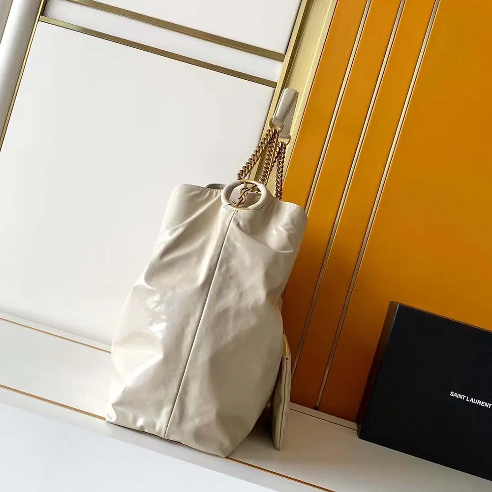 Saint Laurent YSL Women Hortense Hobo In Shiny Leather White - image 4