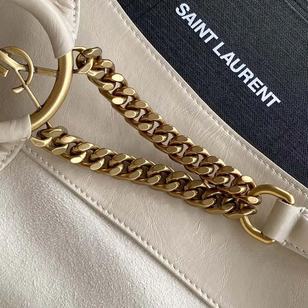 Saint Laurent YSL Women Hortense Hobo In Shiny Leather White - image 8