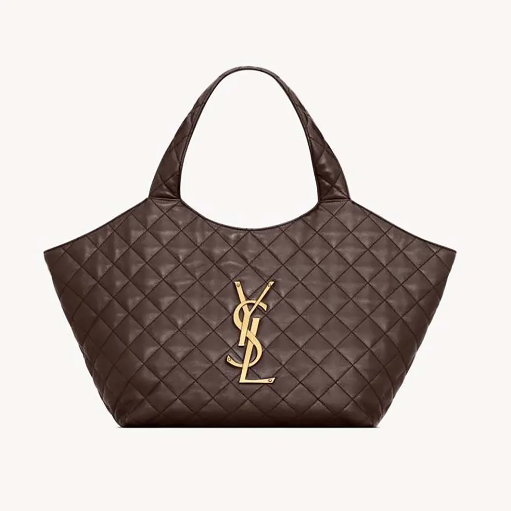 Front view of Saint Laurent YSL Women Icare Medium Quilted Nappa Burgundy bag