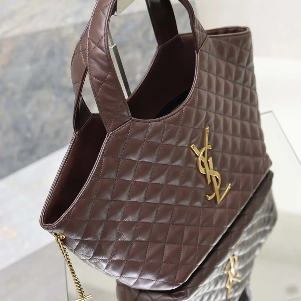 Saint Laurent YSL Women Icare Medium In Quilted Nappa Burgundy - image 7