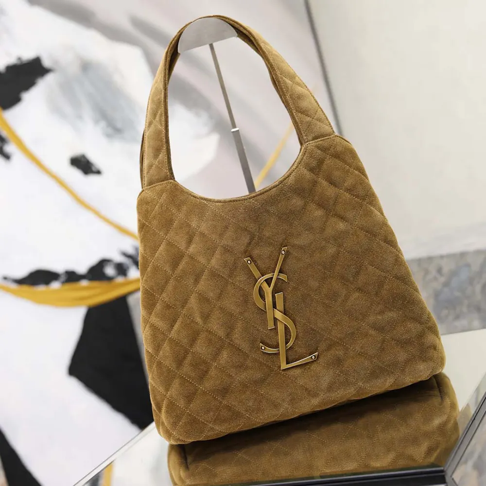Saint Laurent YSL Women Icare Medium In Quilted Suede-Brown - image 4