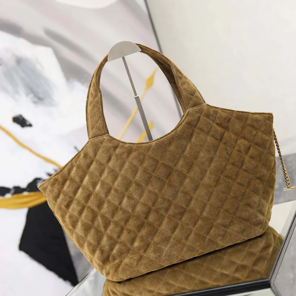Saint Laurent YSL Women Icare Medium In Quilted Suede-Brown - image 5