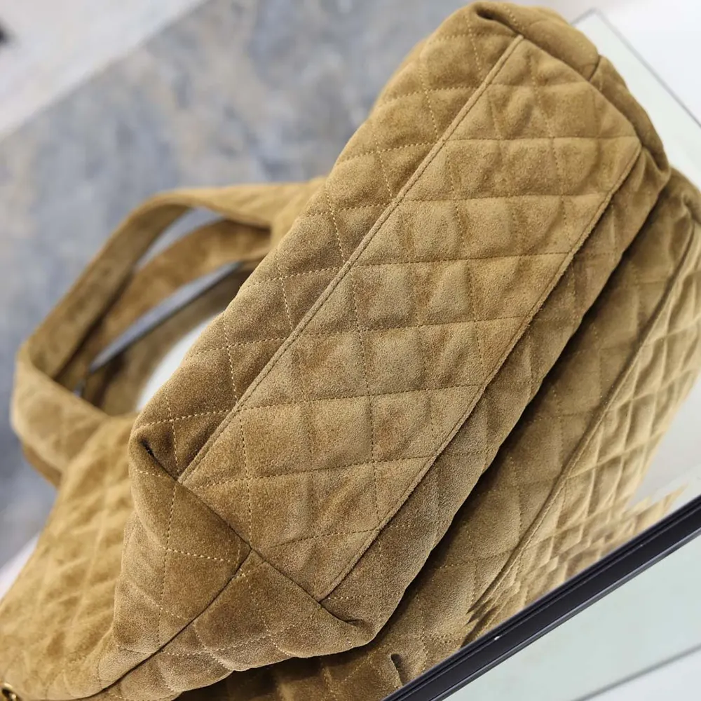 Saint Laurent YSL Women Icare Medium In Quilted Suede-Brown - image 9