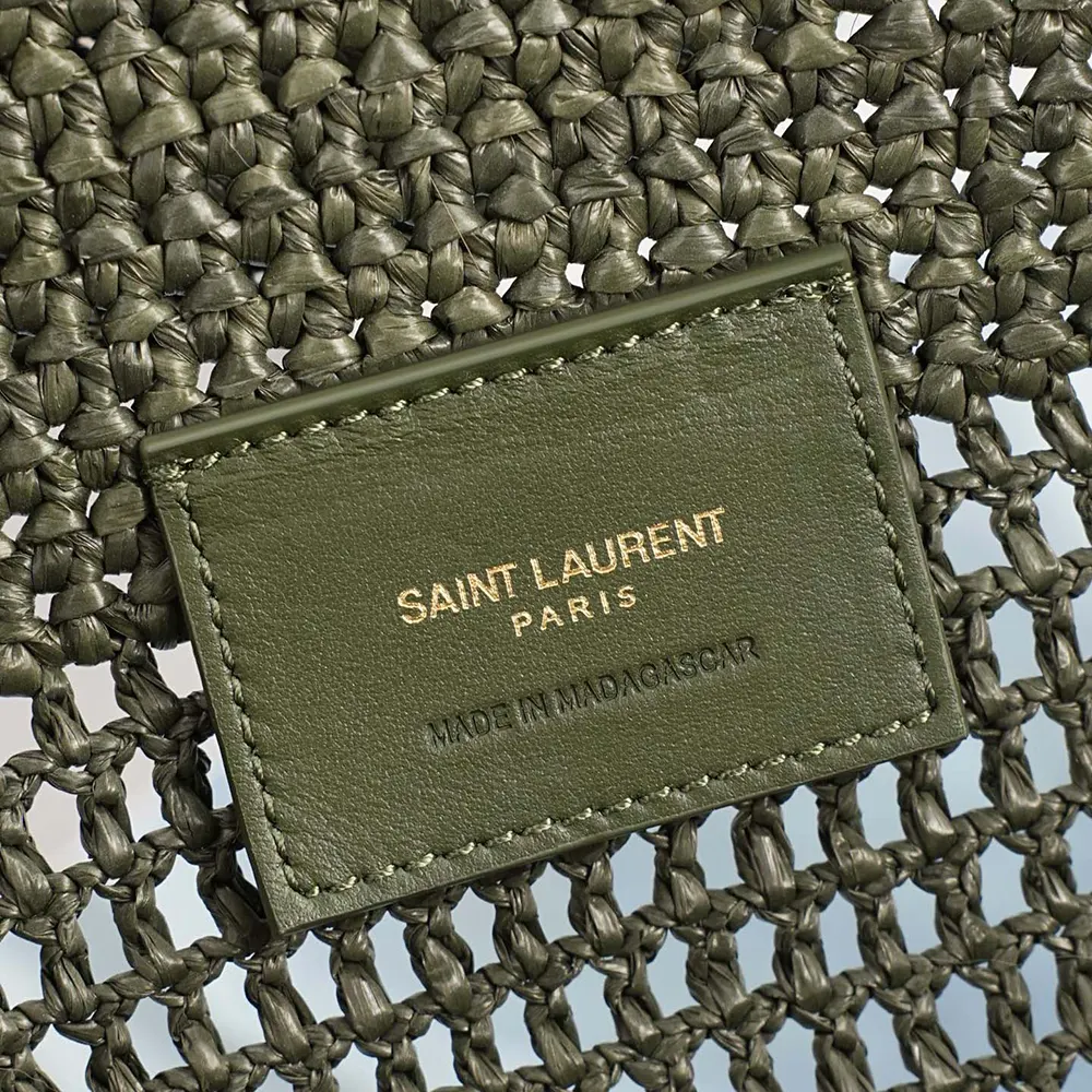 Saint Laurent YSL Women Icare Medium In Raffia Dark Green - image 8