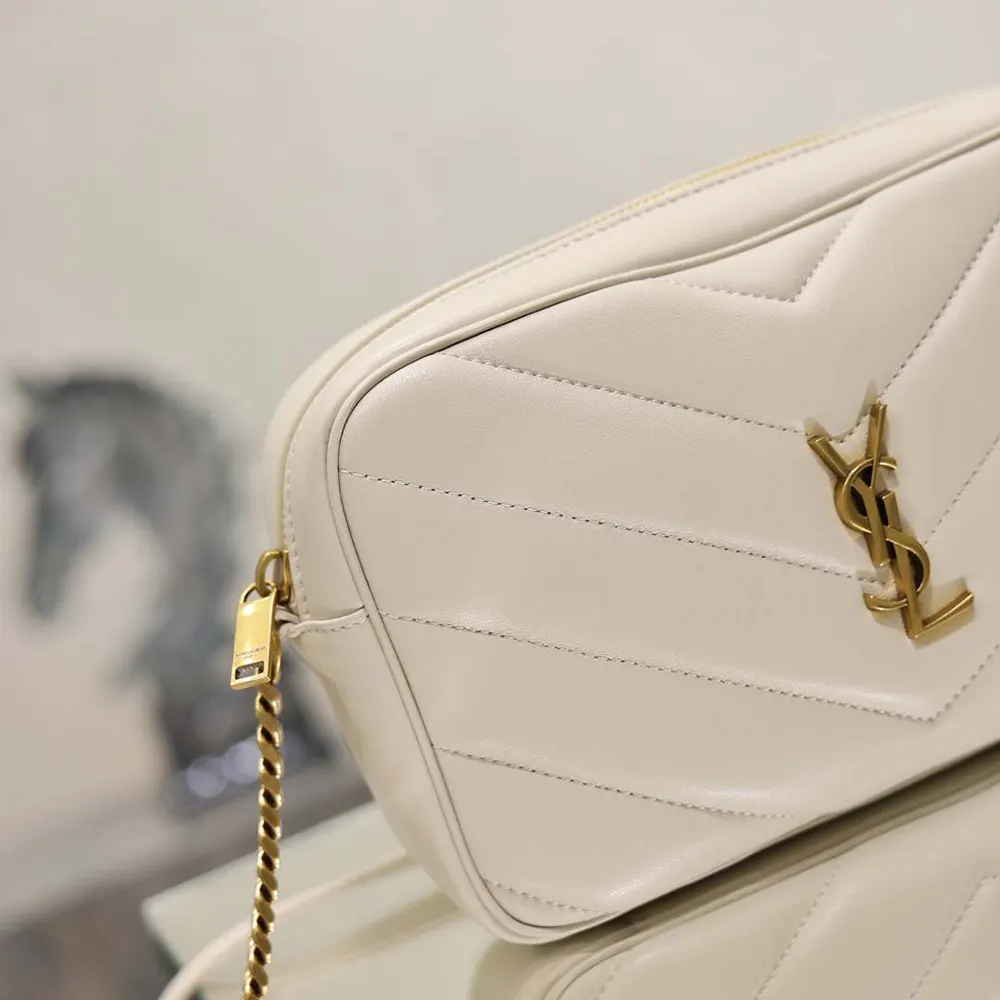 Saint Laurent YSL Women Loulou Camera Bag In Matelassé Lambskin-White - image 8