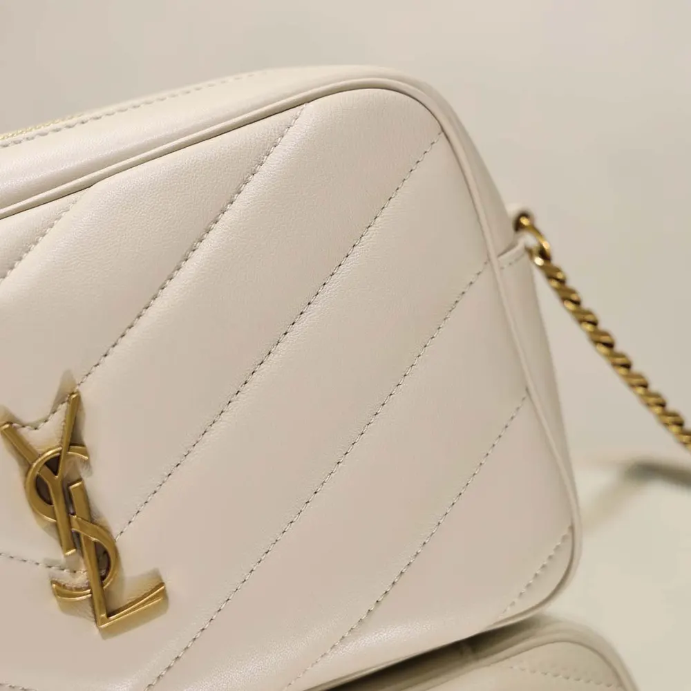 Saint Laurent YSL Women Loulou Camera Bag In Matelassé Lambskin-White - image 7