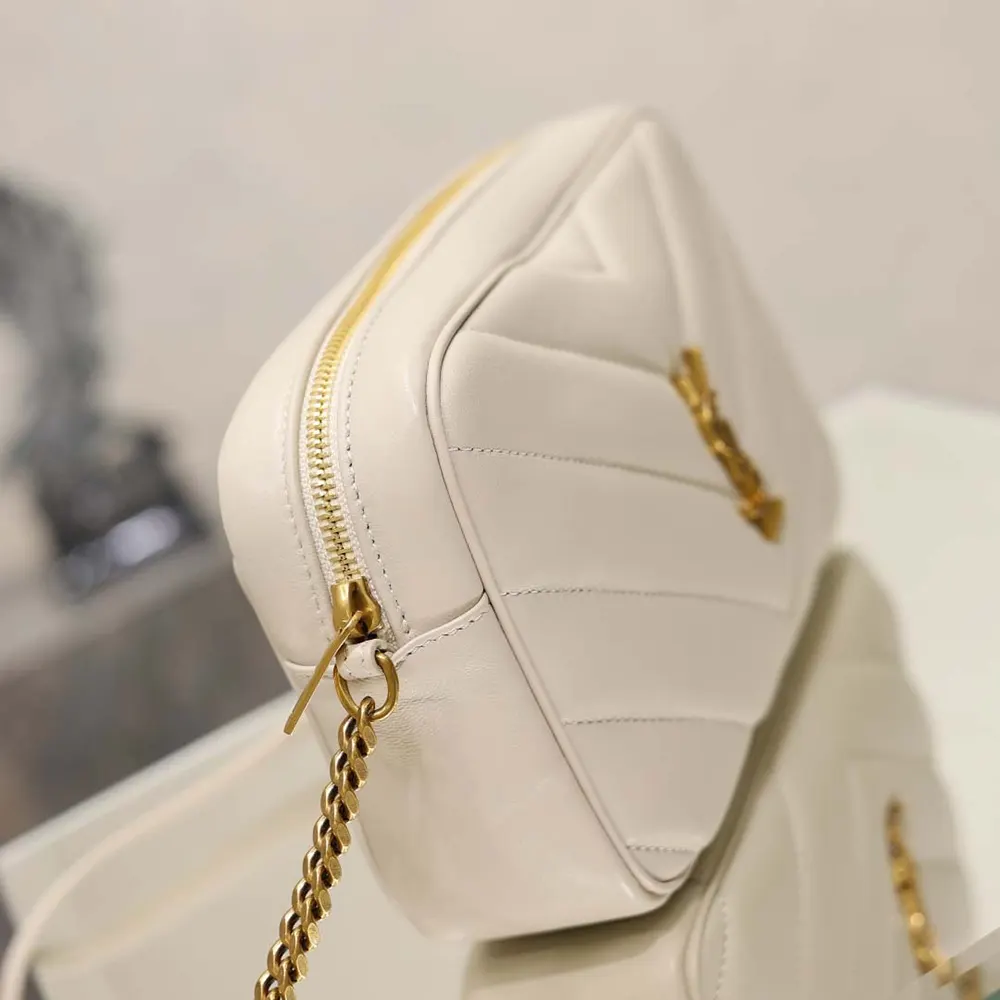 Saint Laurent YSL Women Loulou Camera Bag In Matelassé Lambskin-White - image 6