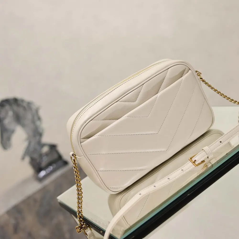 Saint Laurent YSL Women Loulou Camera Bag In Matelassé Lambskin-White - image 4