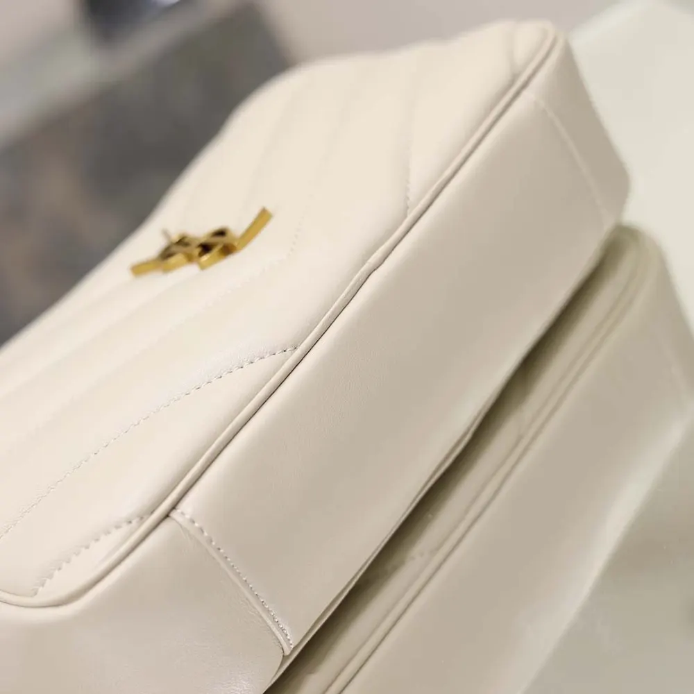 Saint Laurent YSL Women Loulou Camera Bag In Matelassé Lambskin-White - image 9