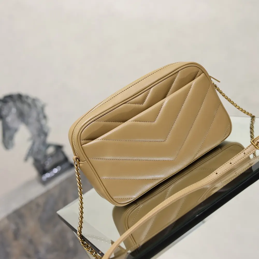 Saint Laurent YSL Women Loulou Camera Bag in Matelasse Lambskin-Natural Tan - image 4