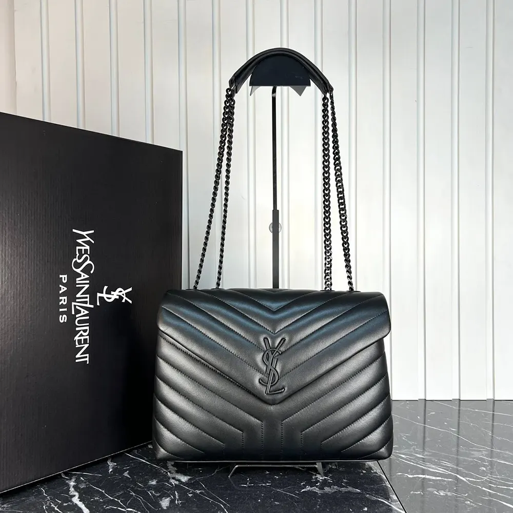 Close-up of gold Y hardware on Saint Laurent YSL Women Loulou Medium