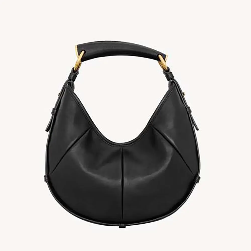 Front view of Saint Laurent YSL Women Mombasa Small In Leather-Black bag