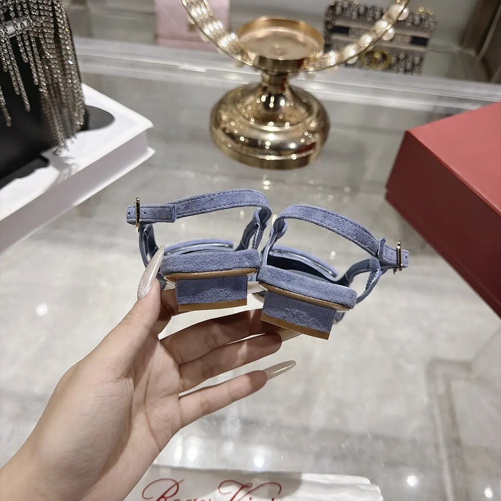 Roger Vivier Women Gommettine Slingback Ballerinas In Jacquard Denim - image 8