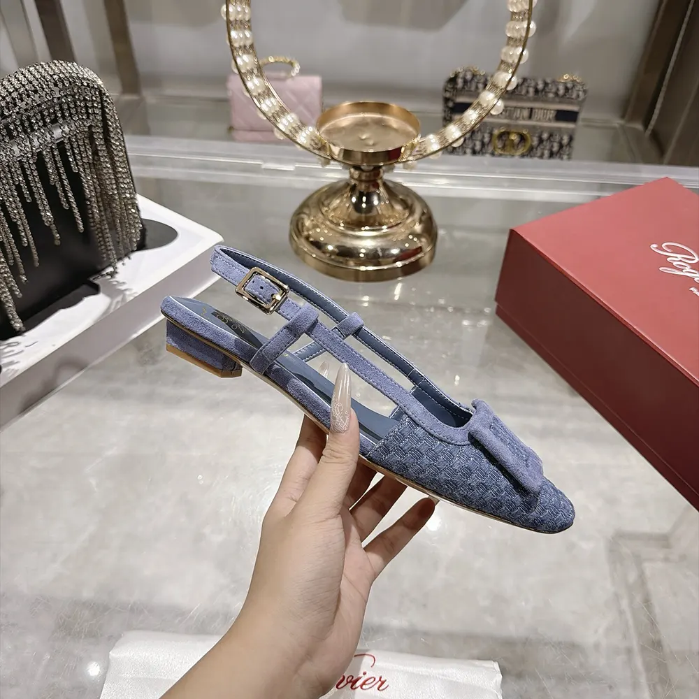 Roger Vivier Women Gommettine Slingback Ballerinas In Jacquard Denim - image 7