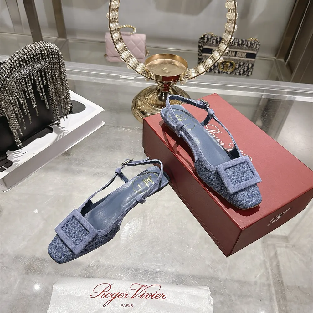 Roger Vivier Women Gommettine Slingback Ballerinas In Jacquard Denim - image 5