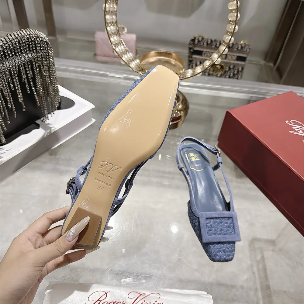 Roger Vivier Women Gommettine Slingback Ballerinas In Jacquard Denim - image 10