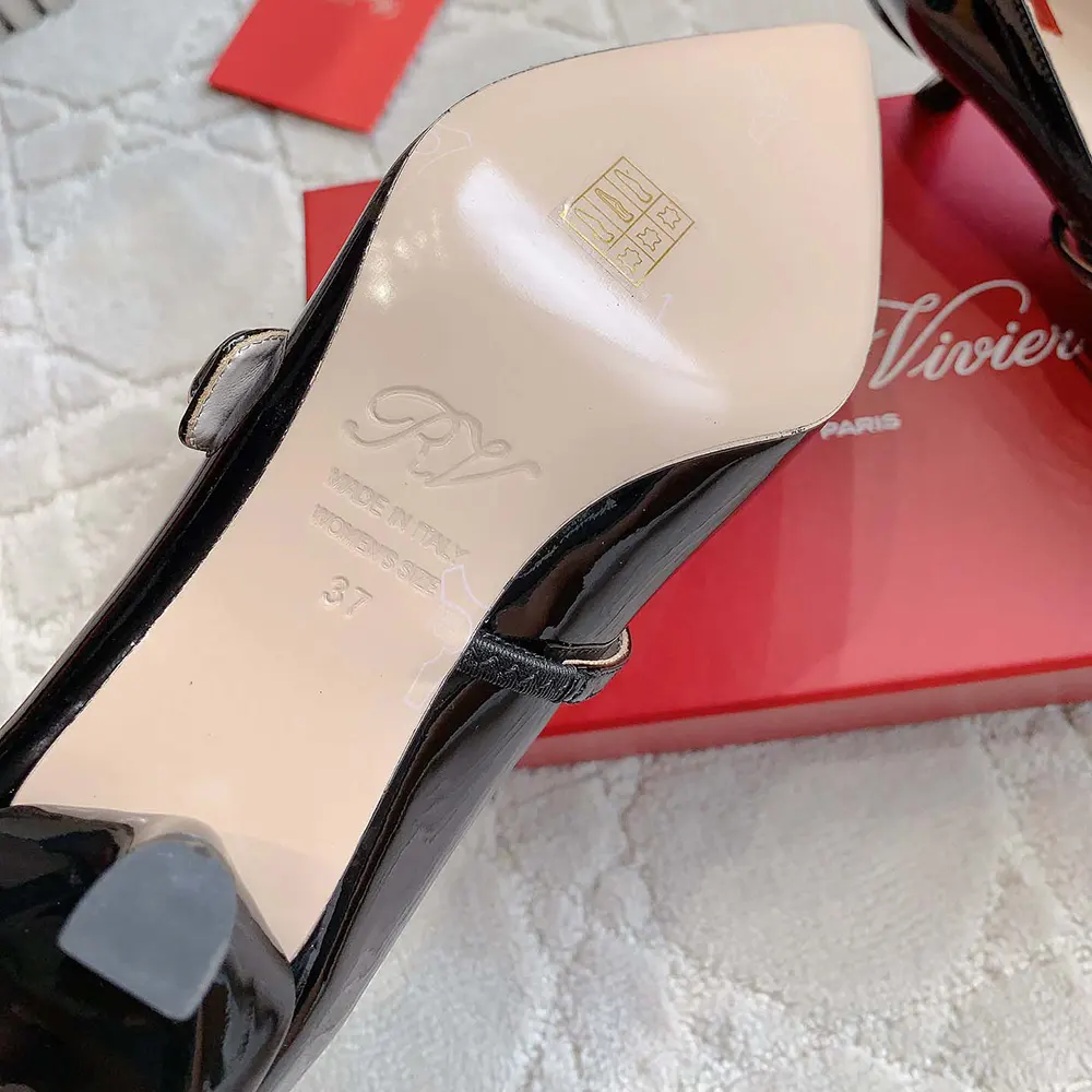 Roger Vivier Women Mary Jane Virgule 55 Mules in Patent Leather-Black - image 10