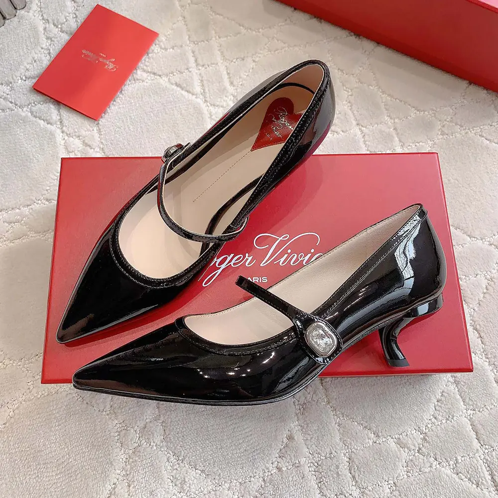 Roger Vivier Women Mary Jane Virgule 55 Mules in Patent Leather-Black - image 5