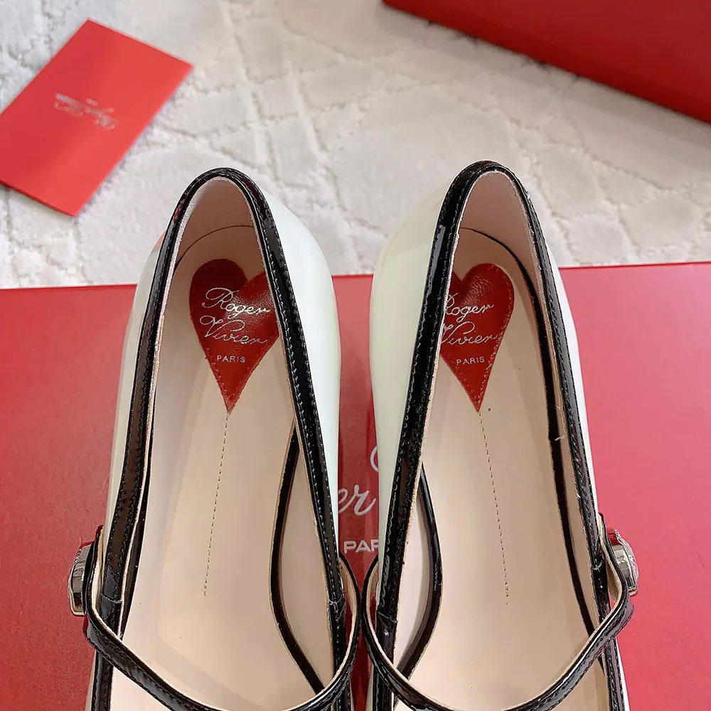 Roger Vivier Women Mary Jane Virgule 55 Mules in Patent Leather-White - image 8