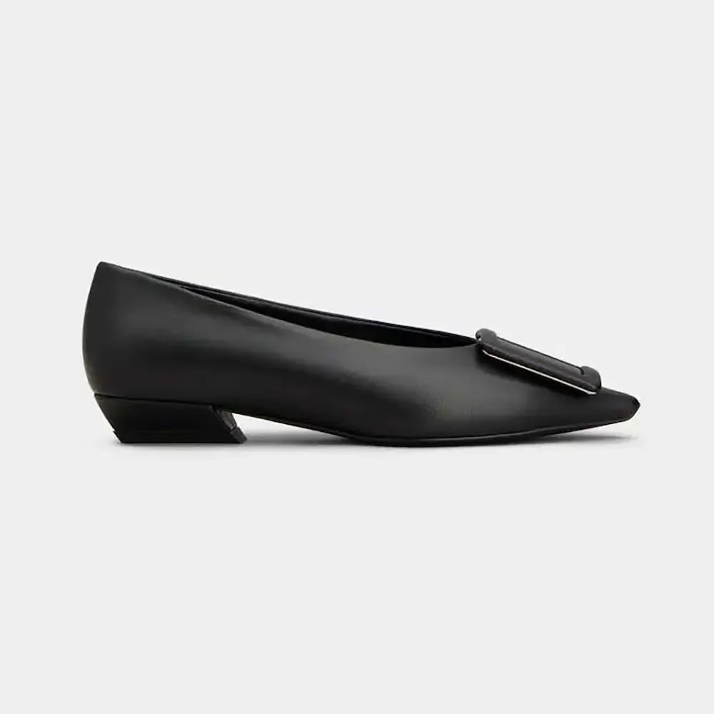 Top view of Roger Vivier Women Viv In The City Ballerinas In Leather Black