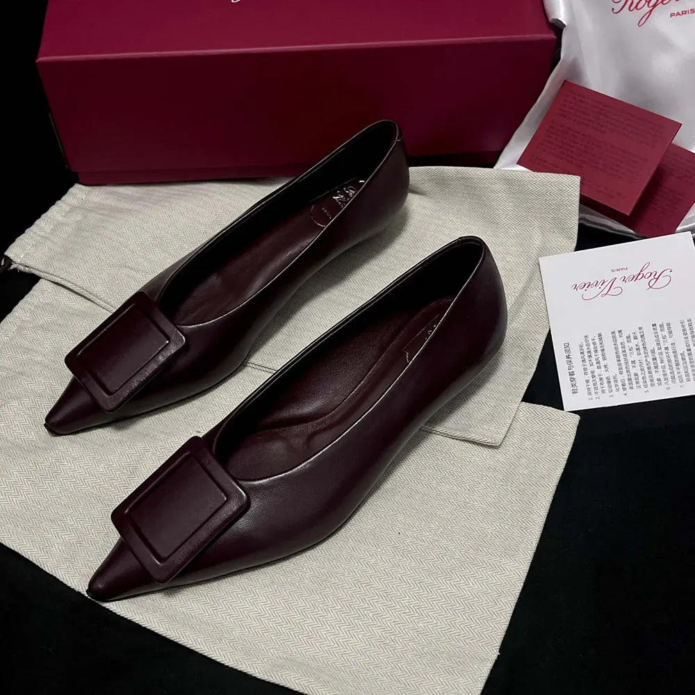 Roger Vivier Women Viv In The City Ballerinas In Leather Burgundy - image 4