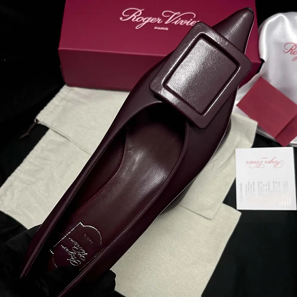 Roger Vivier Women Viv In The City Ballerinas In Leather Burgundy - image 8