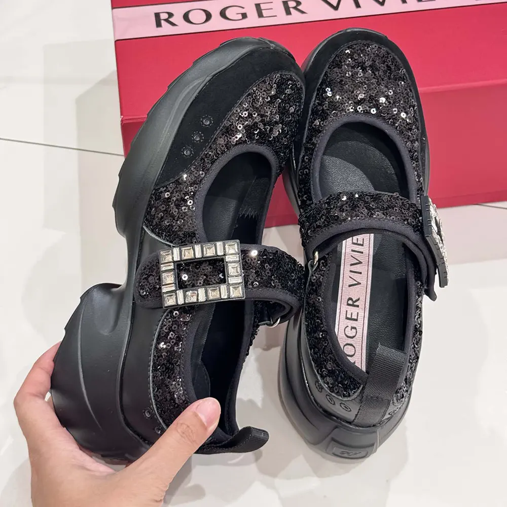 Roger Vivier Women Viv’ On The Run Mary Janes With Sequins Black - image 6