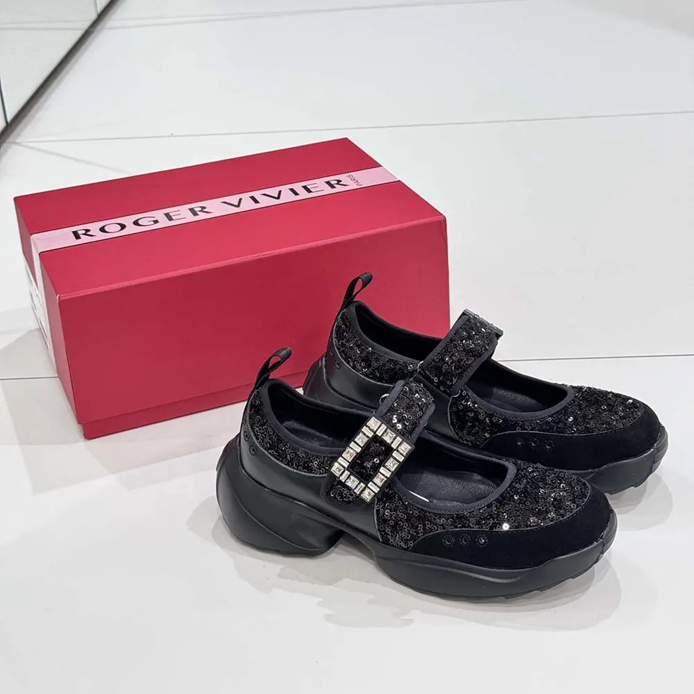 Roger Vivier Women Viv’ On The Run Mary Janes With Sequins Black - image 4