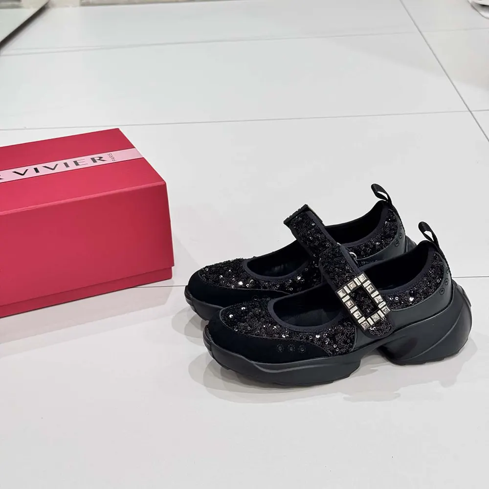 Roger Vivier Women Viv’ On The Run Mary Janes With Sequins Black - image 5