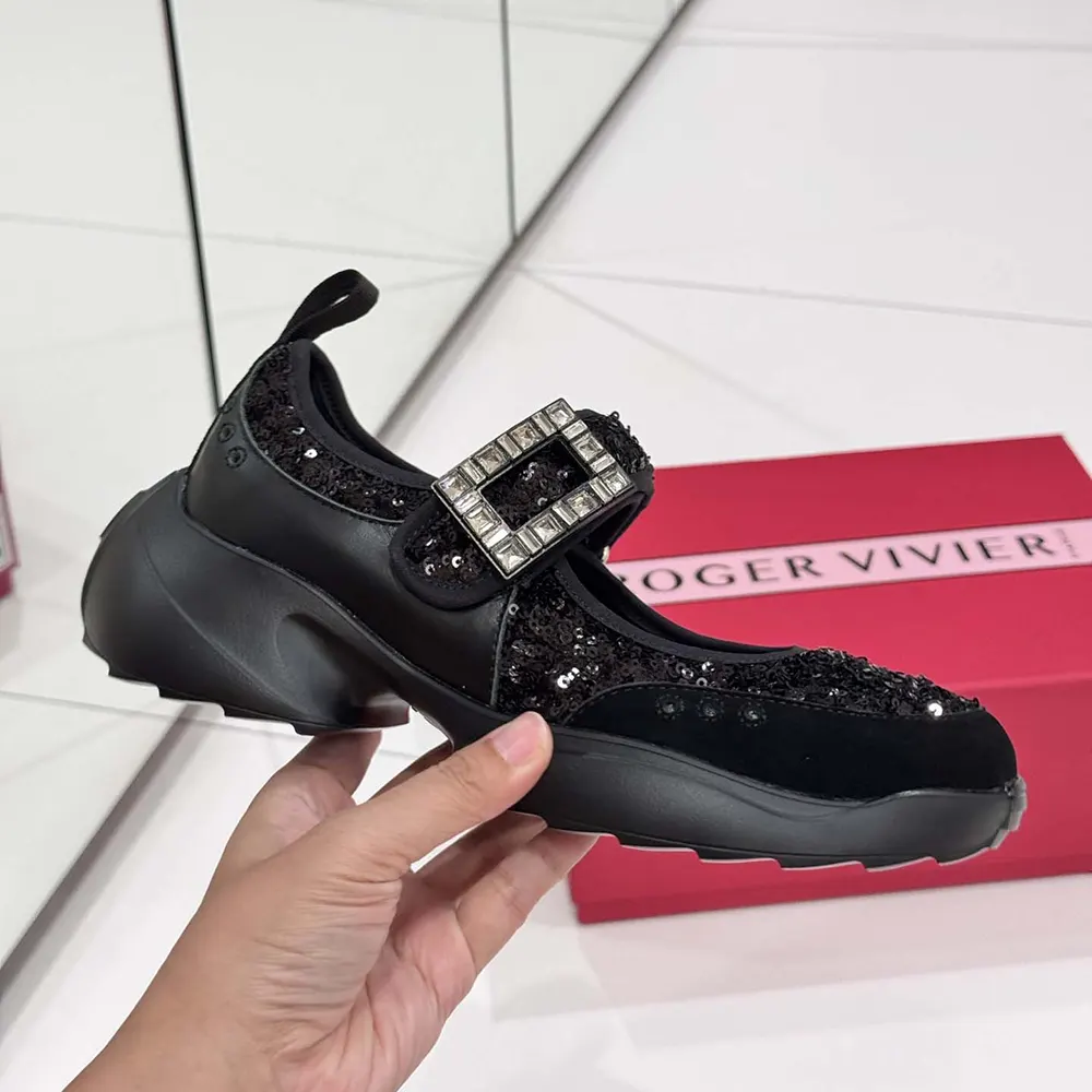 Roger Vivier Women Viv’ On The Run Mary Janes With Sequins Black - image 8