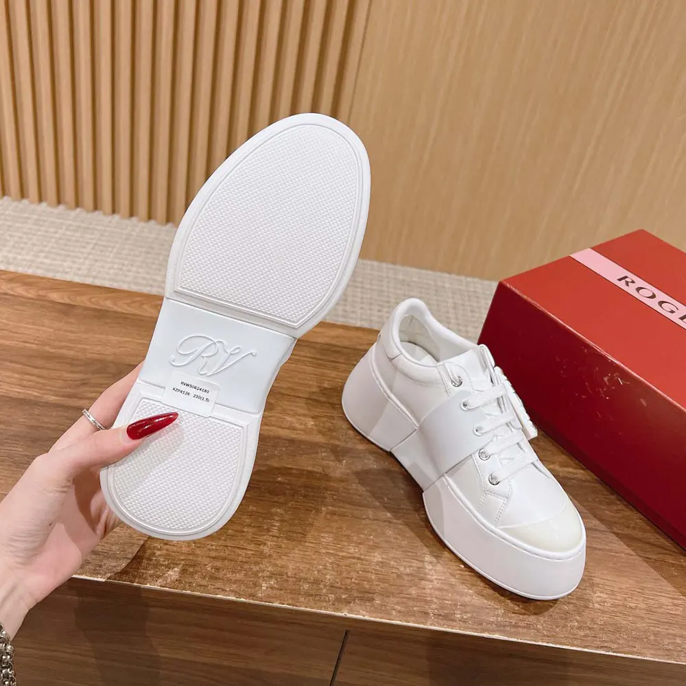 Roger Vivier Women Viv Skate Sneakers In Calfskin Nappa Leather White - image 10