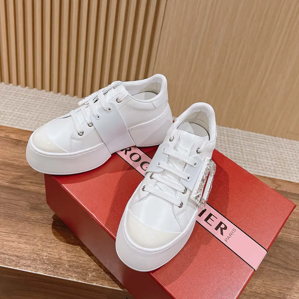 Roger Vivier Women Viv Skate Sneakers In Calfskin Nappa Leather White - image 4