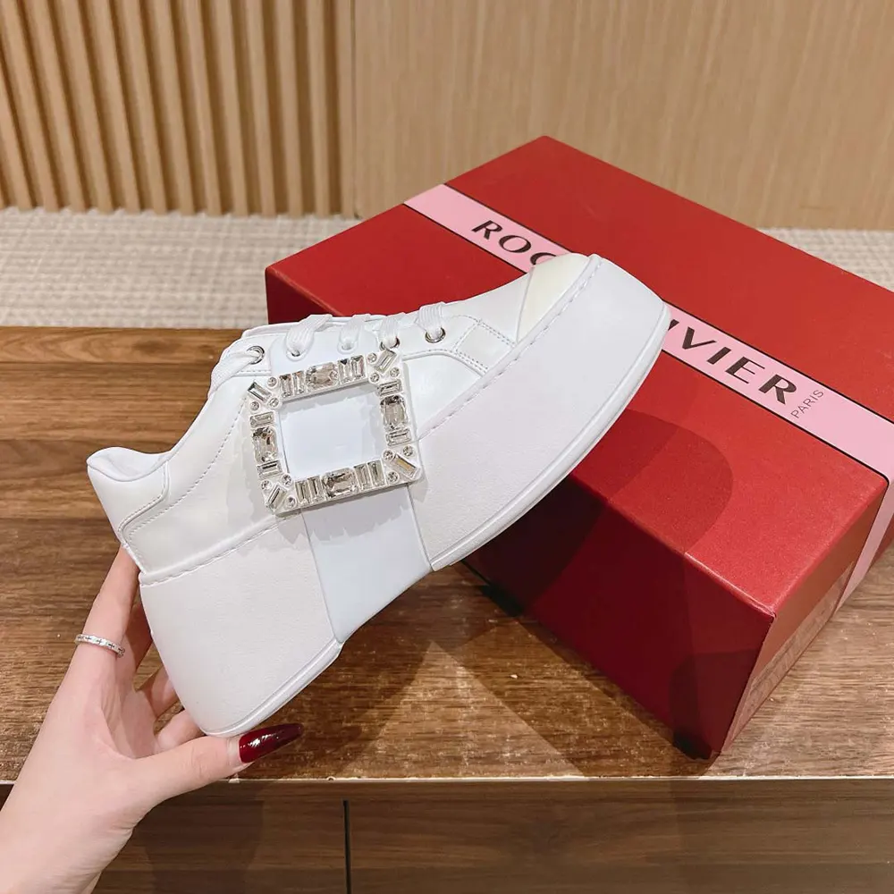 Roger Vivier Women Viv Skate Sneakers In Calfskin Nappa Leather White - image 5