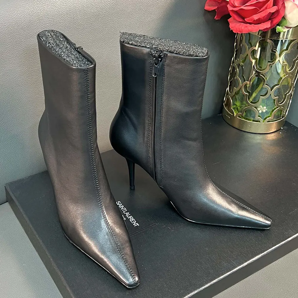 Saint Laurent YSL Women Ashley Booties In Smooth Leather Black - image 4