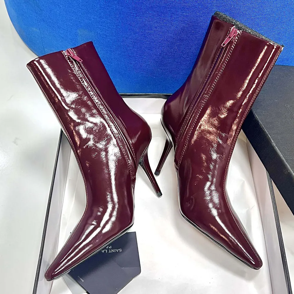 Saint Laurent YSL Women Ashley Booties In Smooth Leather Bordeaux - image 4