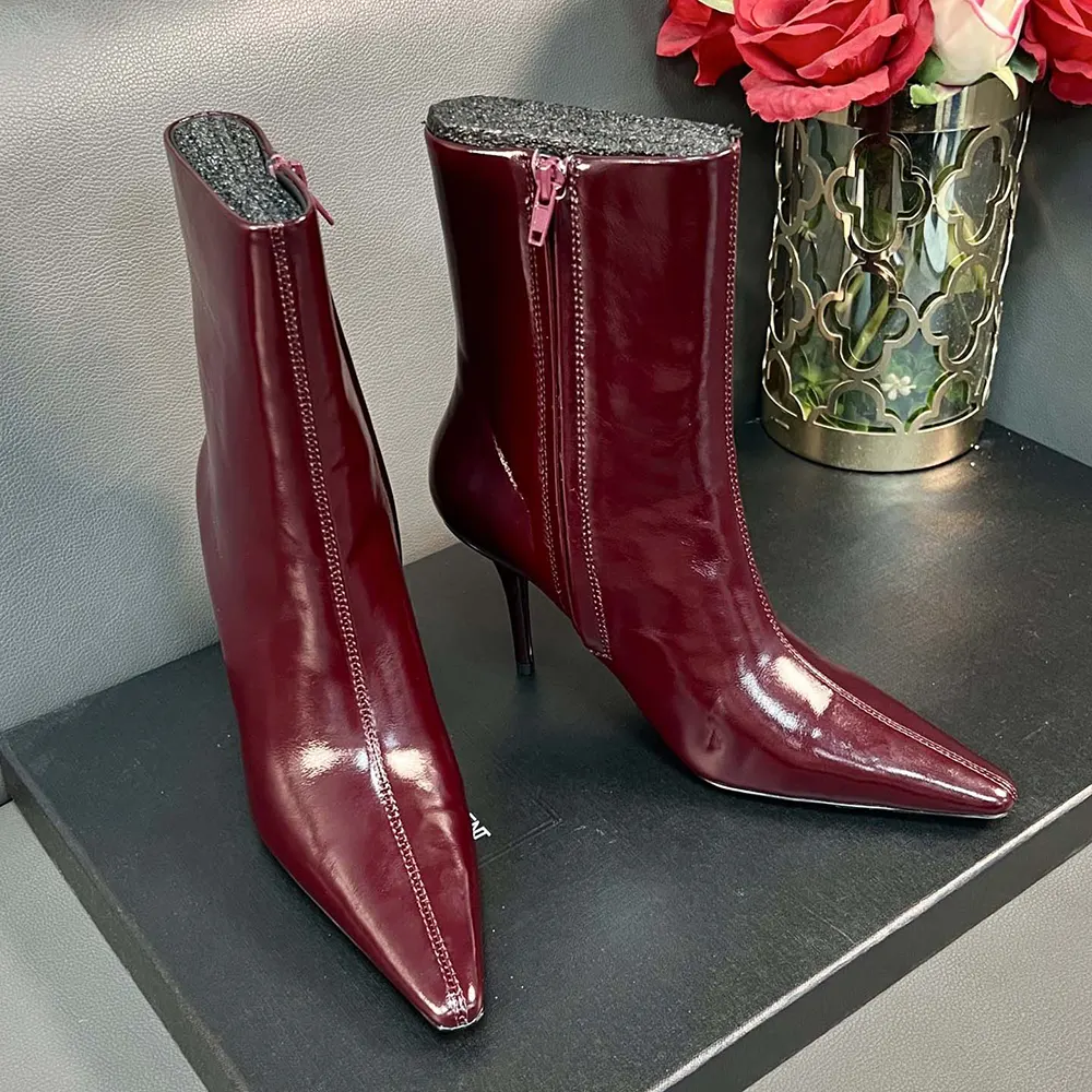 Saint Laurent YSL Women Ashley Booties In Smooth Leather Bordeaux - image 6