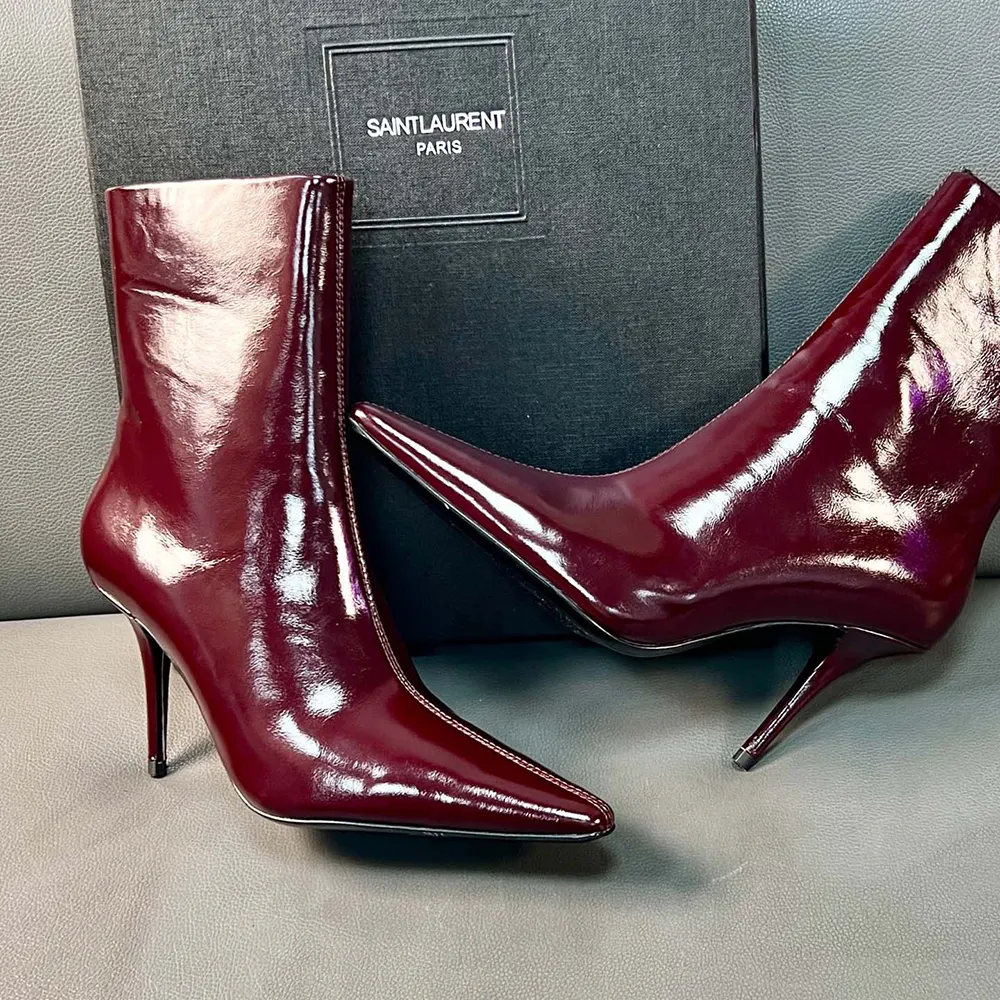 Saint Laurent YSL Women Ashley Booties In Smooth Leather Bordeaux - image 8