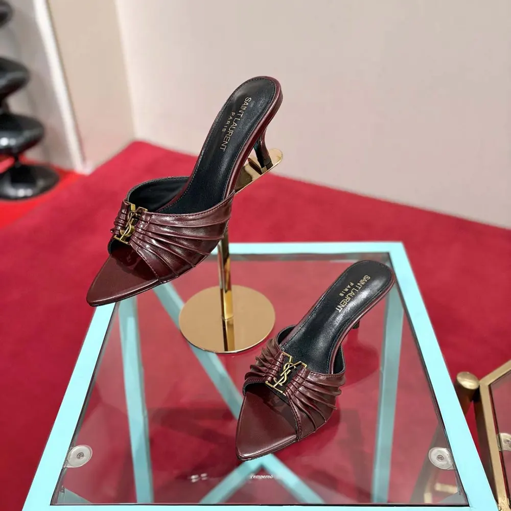 Saint Laurent YSL Women Babylone Mules In Smooth Leather Bordeaux - image 5