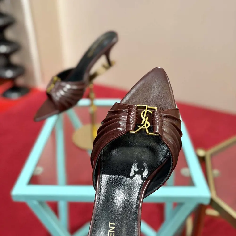 Saint Laurent YSL Women Babylone Mules In Smooth Leather Bordeaux - image 9