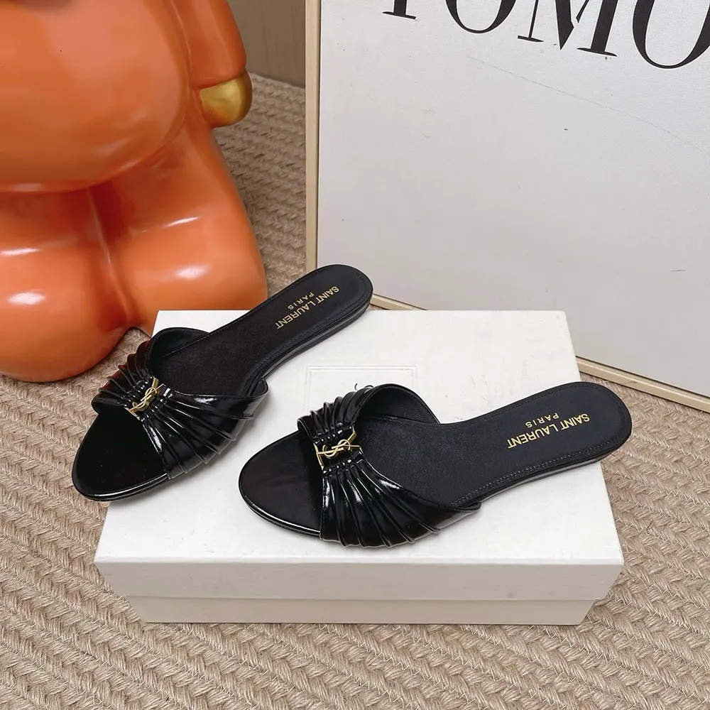 Saint Laurent YSL Women Babylone Slides In Smooth Leather Black - image 4